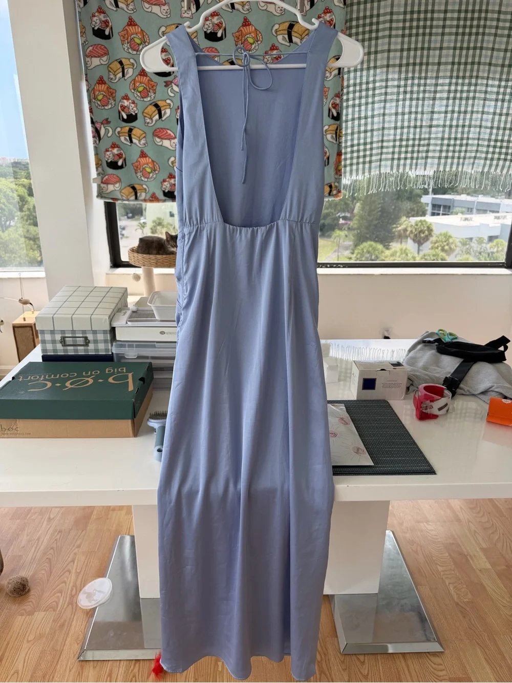 Abercrombie & Fitch Pale Blue Sleeveless Maxi Dress with Knot Detail